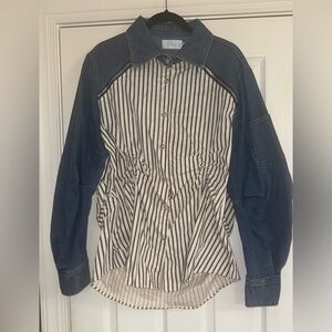 Denim and Striped Button Down Shirt